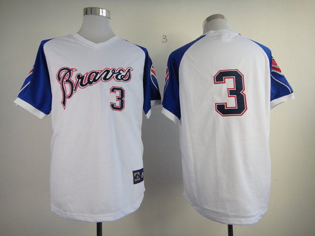 Men Atlanta Braves 3 Murphy White Throwback 1974 MLB Jerseys